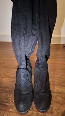 a.n.a Black Faux Suede Over-The-Knee Block Heel Boots - Women's Size 7